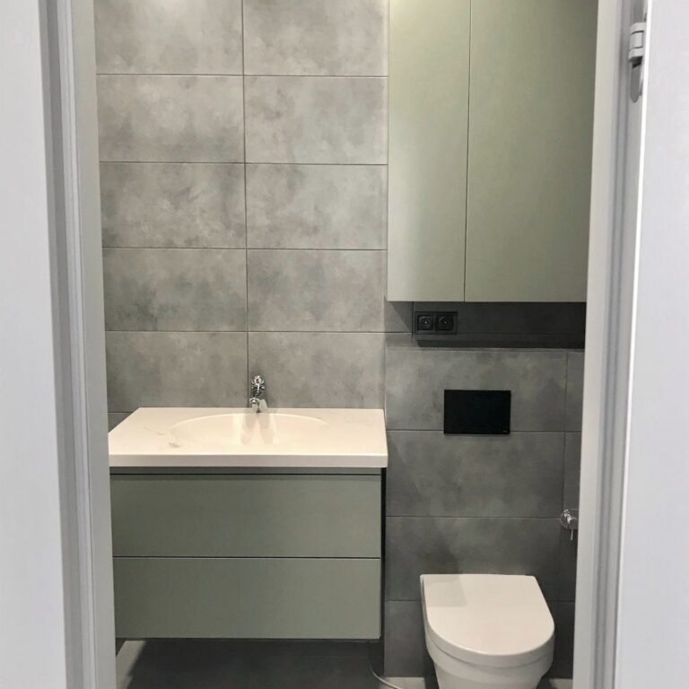 Комплект мебели в ванную комнату в зеленом цвете